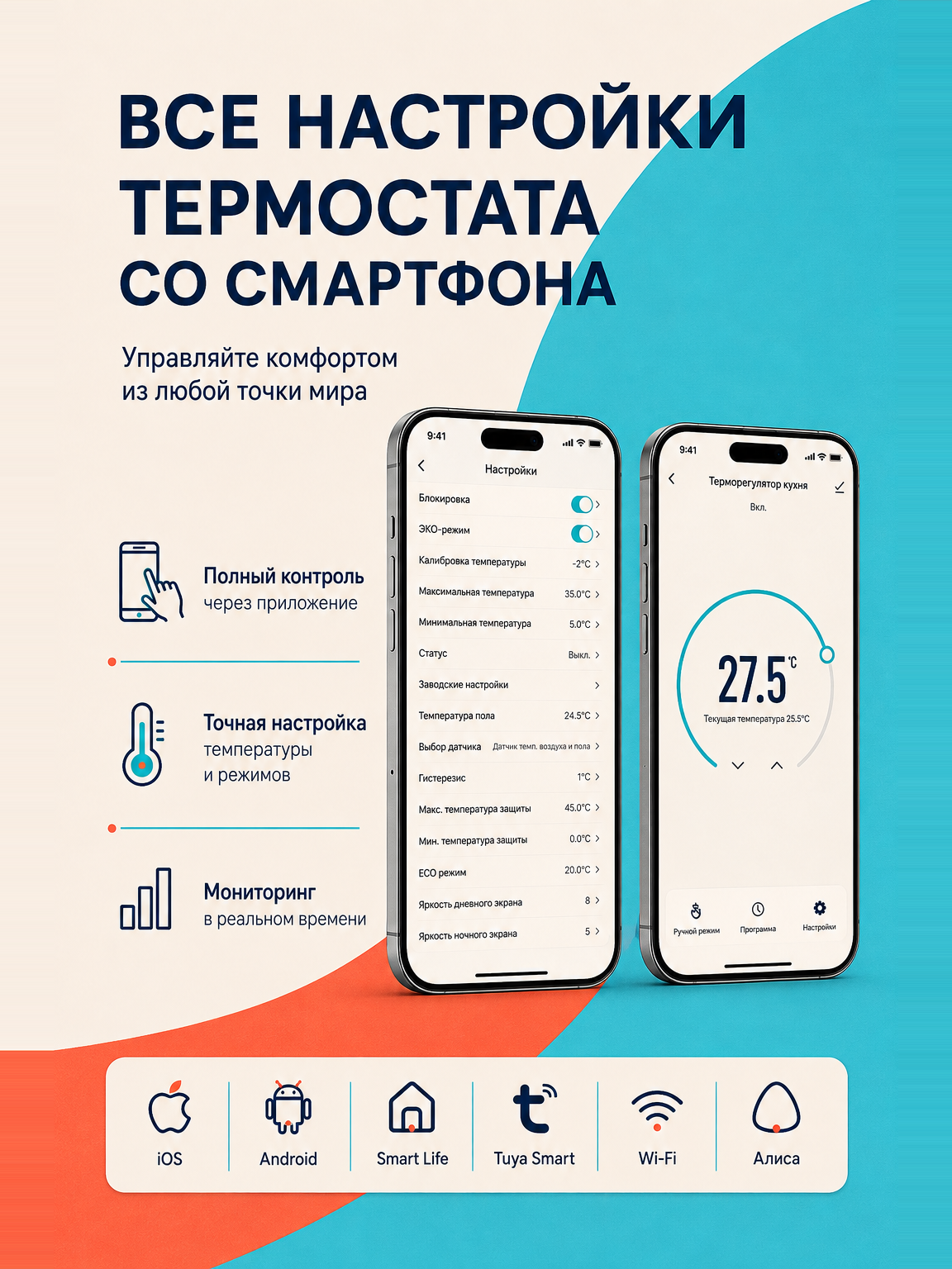 Терморегулятор SHTEIN 116 WIFI WHITE MIRROR, фото 4